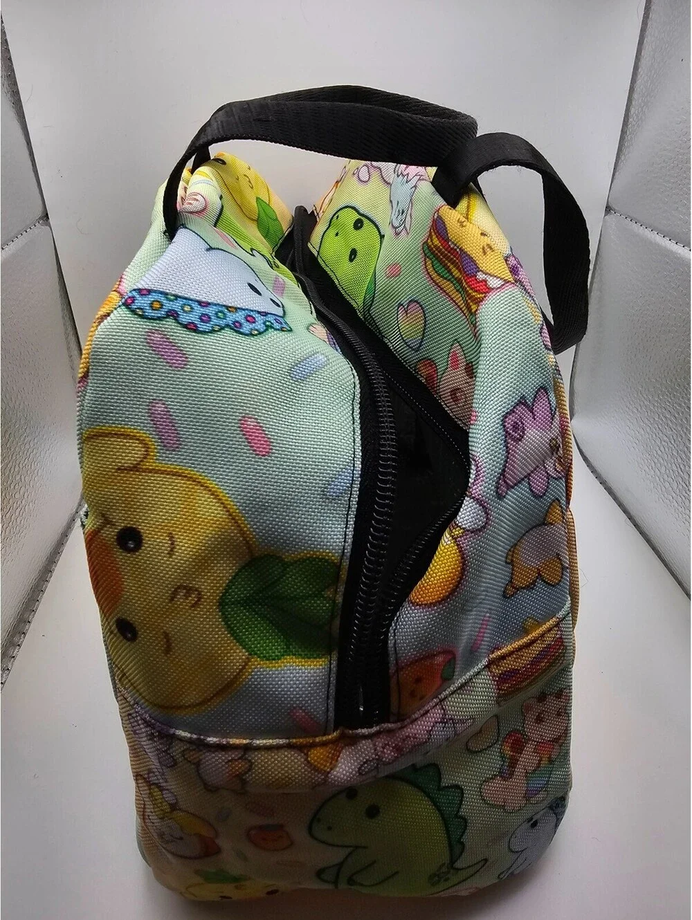 Kawaii Insulated Lunch Tote Bag Dinosaur Unicorn Cat Polyester Zip Top